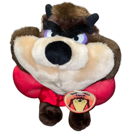 Vintage Plush Tazmanian Devil Warner Bros Boxing Glove Bedroom Decor Gift 11" - Picture 2 of 13